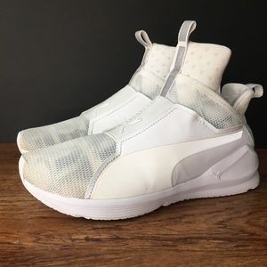 PUMA Fierce Mesh High-Top White No Lace Sneakers